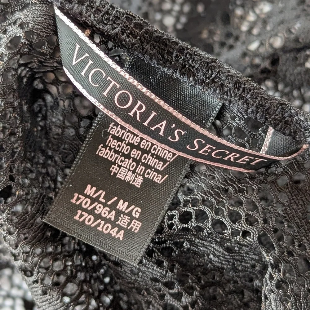 Victorias Secret Sexy 90's Scoop Back Black Medallion Lace Teddy Bodysuit Sz M/L